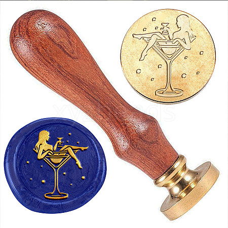 Golden Plated Brass Sealing Wax Stamp Head AJEW-WH0208-918-1