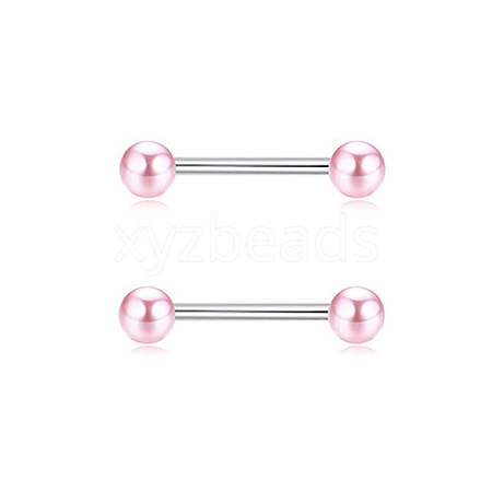 Brass Pink Cubic Zirconia Nipple Rings WG88A97-02-1