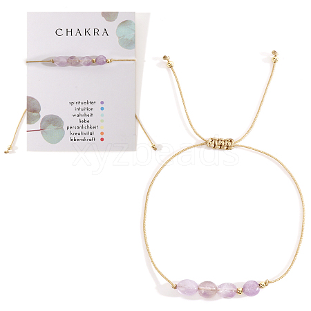 Chakra Adjustable Natural Amethyst Bead Braided Bead Bracelets UY1901-7-1