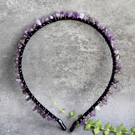 Natural Amethyst Hair Bands PW-WG1C09B-25-1