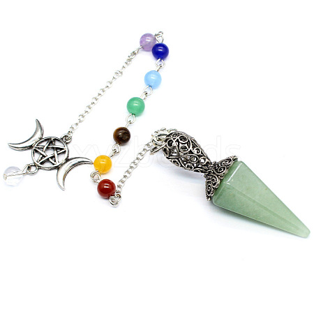 Natural Aventurine Cone Pointed Dowsing Pendulums PW-WG045A2-03-1