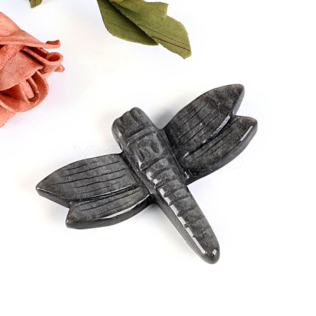 Natural Golden Sheen Obsidian Carved Dragonfly Figurines PW-WGBDFF2-06-1