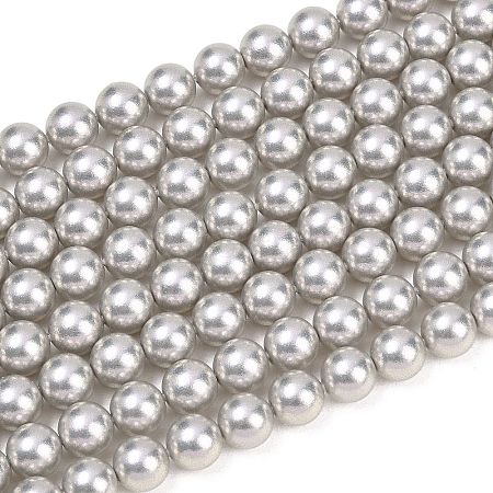 Frosted Glass Pearl Beads Strands GLAA-A044-08A-09-1
