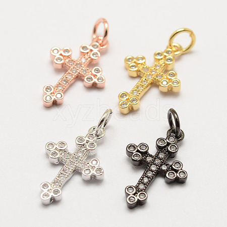 Brass Micro Pave Grade AAA Cubic Zirconia Pendants ZIRC-G090-02-NR-1