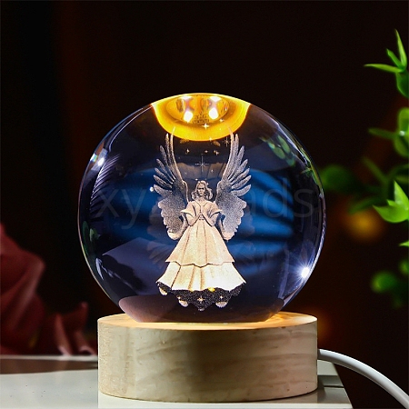 Religious Element Glass Crystal Ball Crystal Ball with Wood Stand PW-WG7CA34-08-1