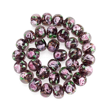 1 Strand Handmade Lampwork Inner Flower Rondelle Beads Strands LAMP-TA0002-72B-1