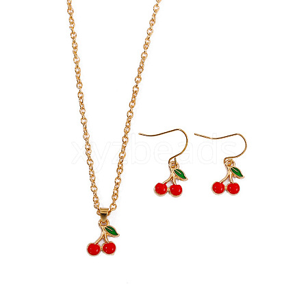 Alloy Enamel Pendant Necklaces & Dangle Earrings Sets for Women PW-WGBD6F2-05-1