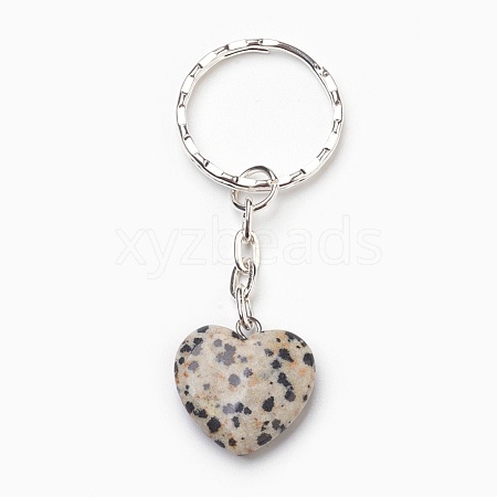 Natural Dalmatian Jasper Keychain KEYC-JKC00166-02-1