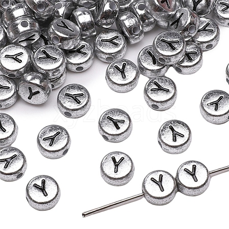 50Pcs Silver Plating Acrylic Beads PW-WG2E8AD-02-1