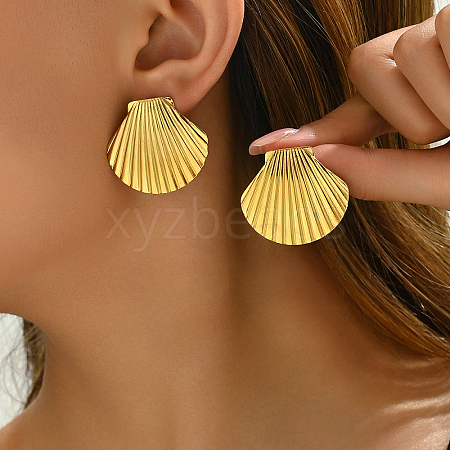 Elegant Stainless Steel Shell Shape Stud Earrings XJ4194-1