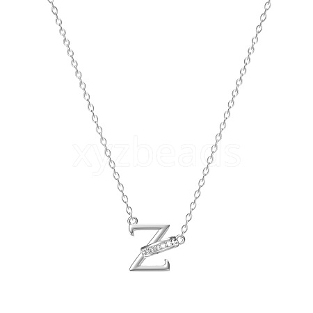 304 Stainless Steel Crystal Rhinestone Initial Pendant Necklaces FS-WGCEFCC-26-1