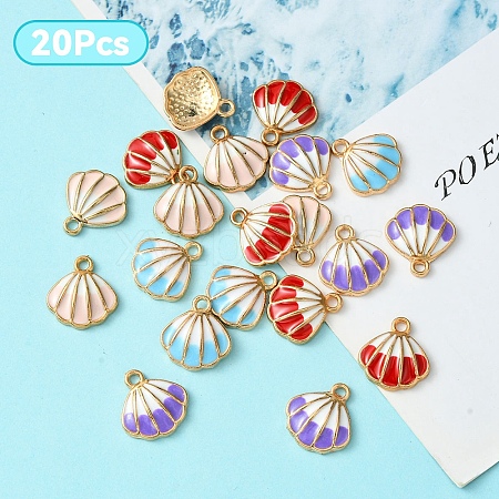 20Pcs 4 Colors Alloy Enamel Pendants ENAM-YW0003-98-1