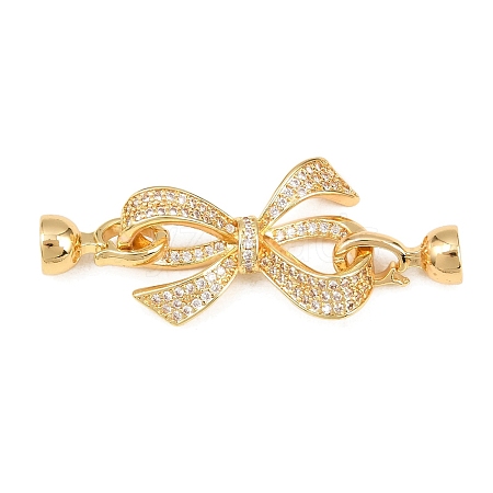 Brass Micro Pave Clear Cubic Zirconia Fold Over Clasps KK-U059-61G-1