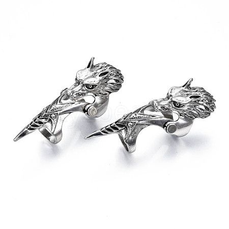 Wolf Armour Alloy Full Finger Ring RJEW-T009-23AS-1