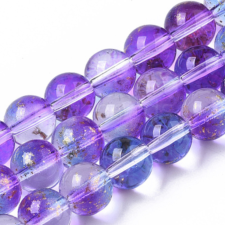 Transparent Spray Painted Glass Bead Strands X-GLAA-N035-03C-B03-1