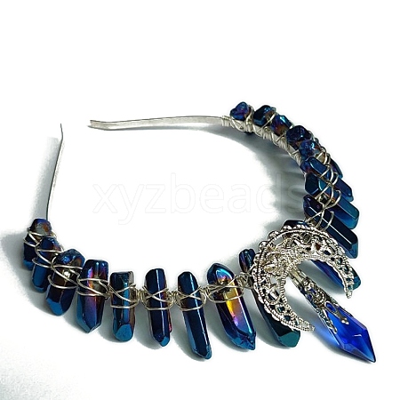 Natural Blue Crystal Hair Bands PW-WG59775-01-1