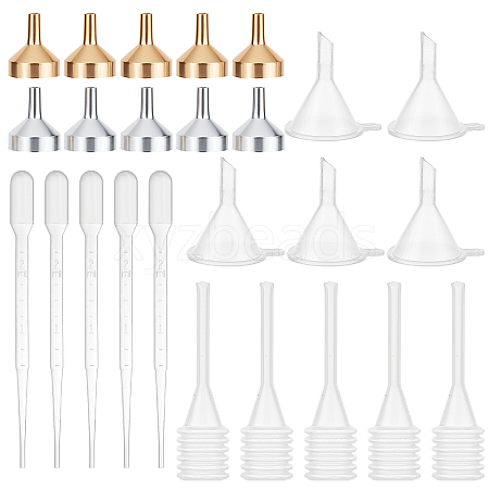 Gorgecraft 25Pcs 5 Style Aluminum Funnels AJEW-GF0005-68-1