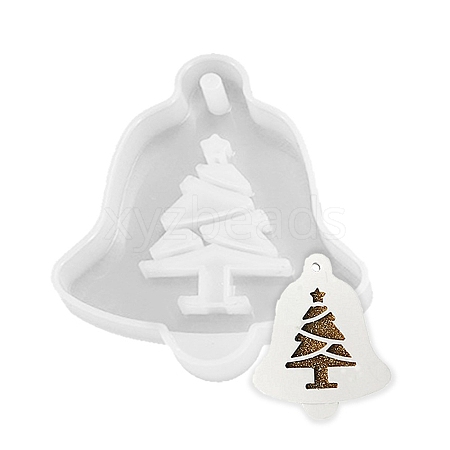 Christmas Theme DIY Bell with Tree Pendant Silicone Molds DIY-F114-35-1