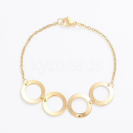 304 Stainless Steel Ring Link Bracelets STAS-I146-04G-1