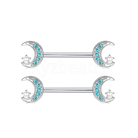 316L Surgical Stainless Steel Moon Nipple Rings WG12885-07-1