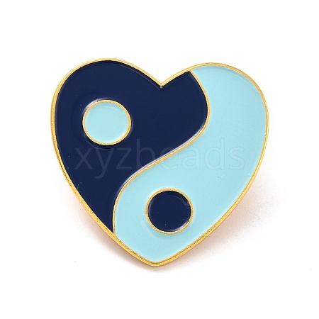 Heart with Yin Yang Pattern Enamel Pin JEWB-O007-A01-1