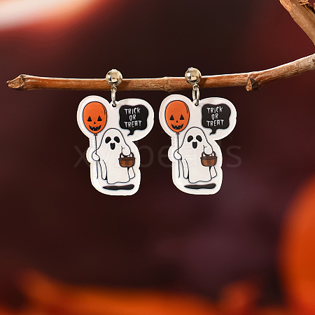 Cute Cartoon Ghost Resin Stud Earrings for Halloween Party Gift OI2256-2-1