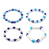 4Pcs 4 Style Lampwork Evil Eye & Plastic Pearl Stretch Bracelets Set BJEW-JB08386-1