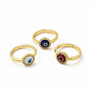Lampwork Evil Eye Open Cuff Ring with Clear Cubic Zirconia RJEW-L104-01G-1