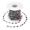 2M Flat Round Handmade Brass Glass Link Chains CHC-YW0001-10P-1
