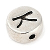 925 Sterling Silver Flat Round with Letter Beads STER-G044-01AS-K-2