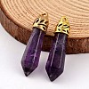 Bullet Natural Amethyst Pendants X-G-E332-B09-1