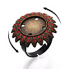 Adjustable Flower Alloy & Iron Rhinestone Bezel Cup Ring Base with Rotatable Tray MAK-T012-04AB-4