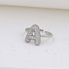 Brass Micro Pave Clear Cubic Zirconia Cuff Rings FS-WG17FF6-01-1