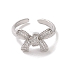 Brass Micro Pave Cubic Zirconia Open Cuff Ring RJEW-K256-58F-P-2