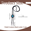 3Pcs 3 Style Adjustable Zinc Alloy Pave Synthetic Turquoise Oval/Flat Round Pendant Black PU Leather Cord Lariat Necklaces NJEW-ME0001-02-2