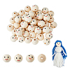 50Pcs Printed Wood European Beads WOOD-FH0002-23-1