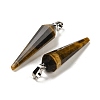 Natural Tiger Eye Pointed Pendants G-D089-01P-03-2