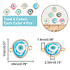  24Pcs 6 Colors Transparent Evil Eye Resin Connector Charms RESI-PH0001-86-2