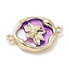 Brass Enamel Oval with Flower Connector Charms KK-M308-06G-03-3