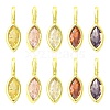 10Pcs 5 Colors Horse Eye Brass Micro Pave Cubic Zirconia Charms KK-FS0002-13A-1