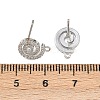 Brass Micro Pave Clear Cubic Zirconia Spiral Stud Earring Findings KK-Z133-02P-01-3