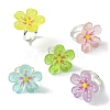 5Pcs 5 Colors Luminous Glow in the Dark Flower Resin Finger Rings Set RJEW-JR00641-S-1