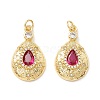 Rack Plating Brass Micro Pave Clear & Violet Cubic Zirconia Pendants X-KK-D073-21G-1