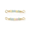 Round Glass Beaded Connector Charms with Rack Plating Real 18K Gold Plated Brass Findings KK-M266-21G-1