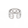 304 Stainless Steel Curb Chain Shape Open Cuff Ring for Women RJEW-S405-150P-2