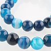 Natural Striped Agate/Banded Agate Round Bead Strands G-E233-07-1
