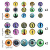 60Pcs 30 Style Luminous Glass Eyes Cabochons GLAA-CA0001-56-2