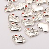 Wedding Theme Antique Silver Tone Tibetan Style Alloy Heart with Step Dad of Bride Rhinestone Charms LS-TIBEP-N005-22E-2