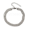 304 Stainless Steel Rhinestone Cup Chain Multi-strand Bracelets for Women BJEW-P376-01P-03-4