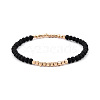 Gold-tone Miyuki Elastic Crystal Beaded Bracelet with Acrylic Tube Beads ST2160682-1